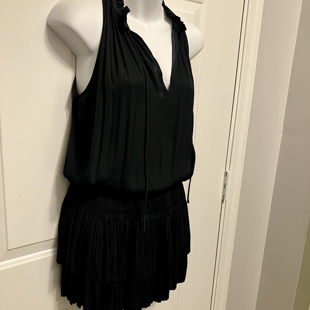 Current Air Dress Joey Womens Size XS Pleated Mini Tiered Ruffle Sleeveless Blue - Picture 5 of 9